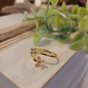 Gold plating two flowers ring